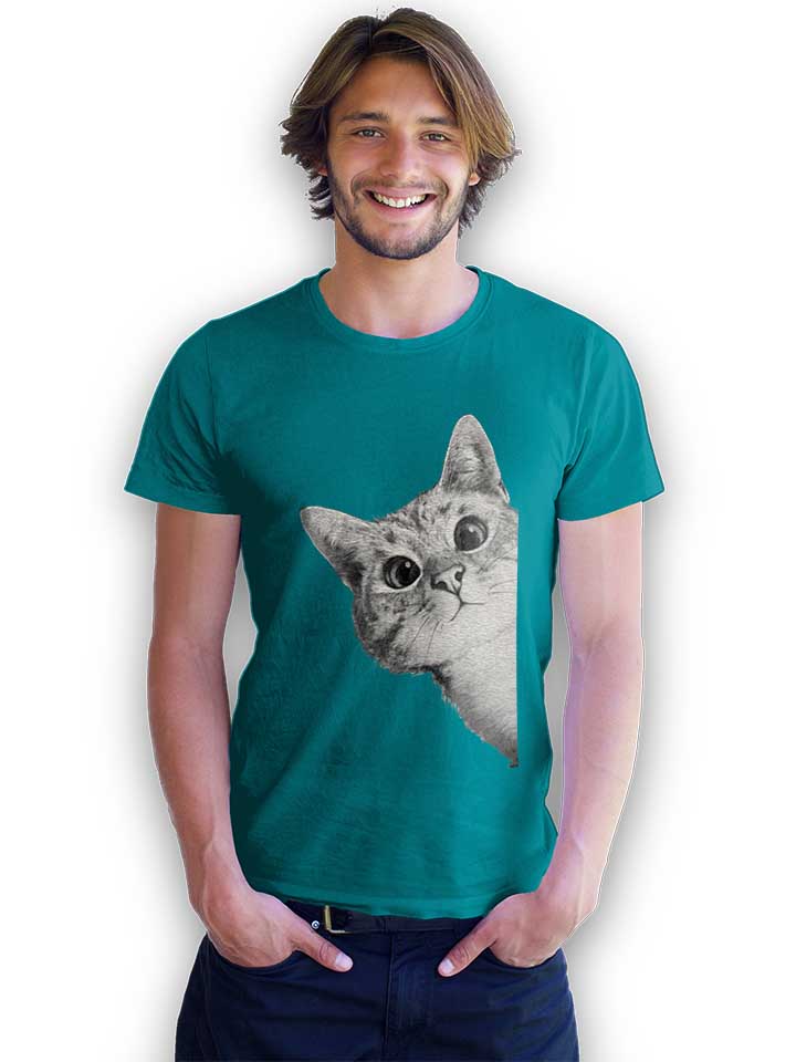 sneaky-cat-t-shirt tuerkis 2