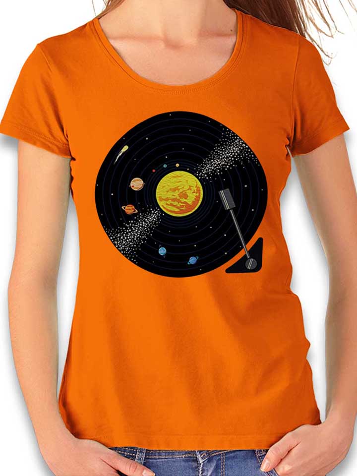 solar-system-vinyl-record-damen-t-shirt orange 1