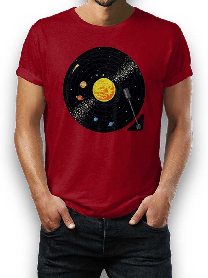 Solar System Vinyl Record T-Shirt maroon L
