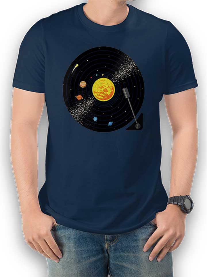 Solar System Vinyl Record T-Shirt dunkelblau L