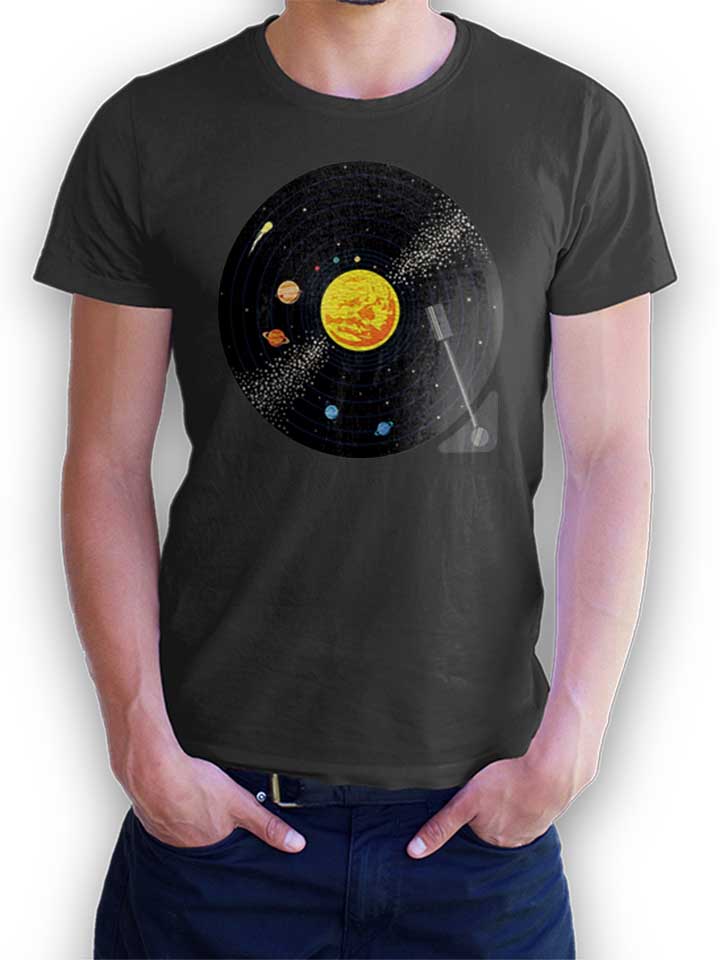 Solar System Vinyl Record T-Shirt dark-gray L