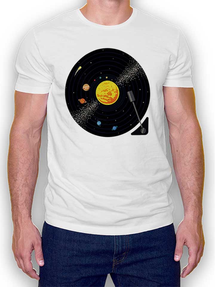 Solar System Vinyl Record T-Shirt bianco L