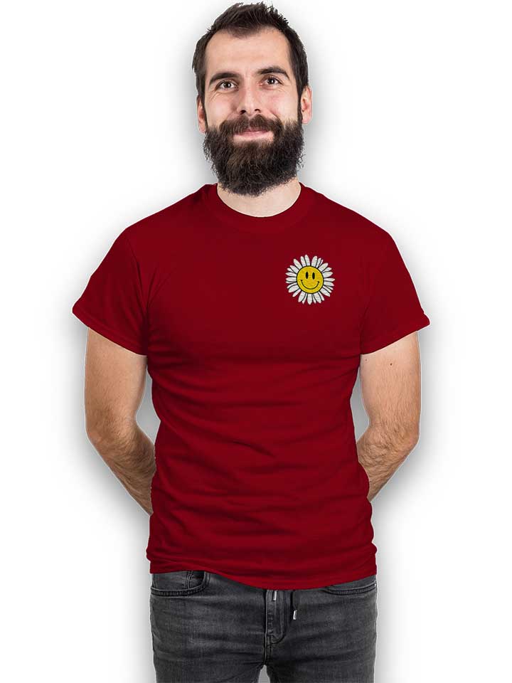 sonnenblumen-smiley-chest-print-t-shirt bordeaux 2