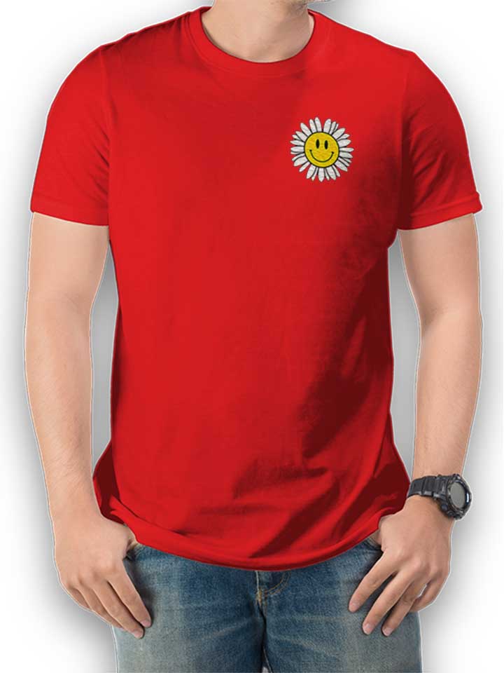 Sonnenblumen Smiley Chest Print T-Shirt rot L