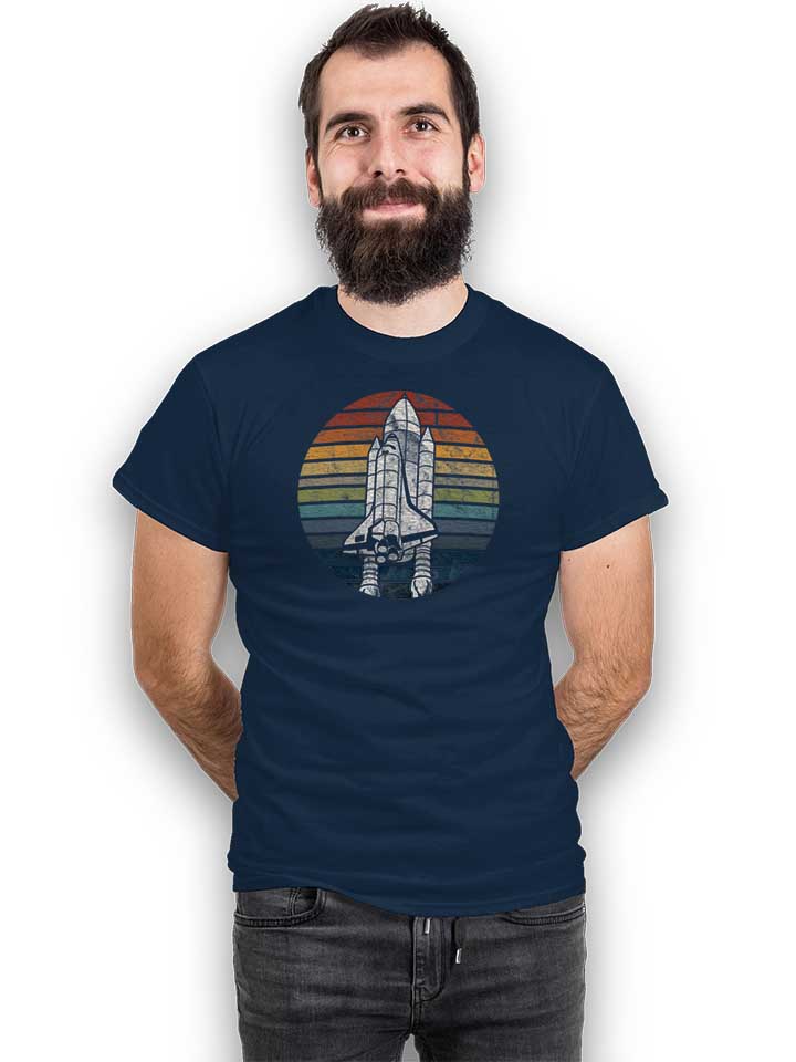 space-astronaut-retro-spaceship-t-shirt dunkelblau 2