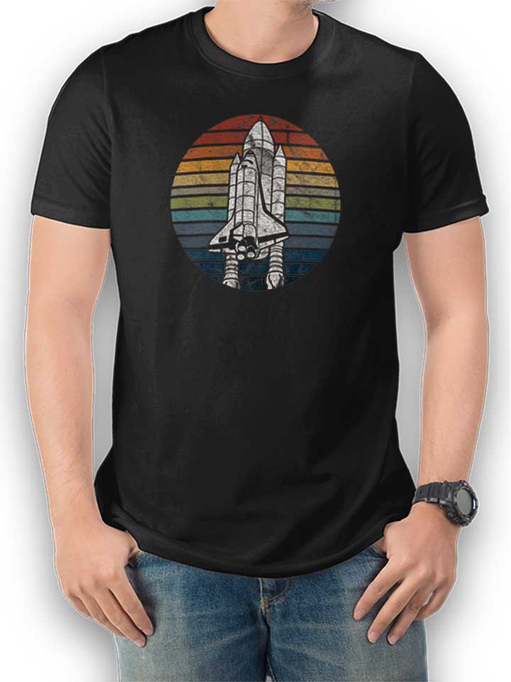 Space Astronaut Retro Spaceship T-Shirt schwarz L