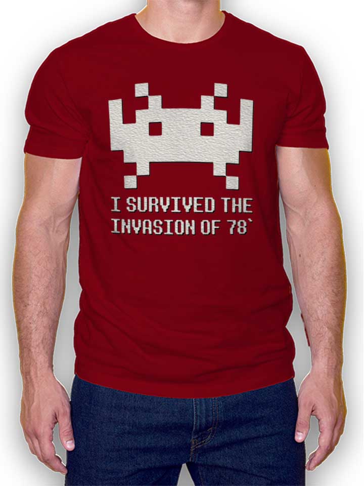 Space Invader 78 Camiseta burdeos L