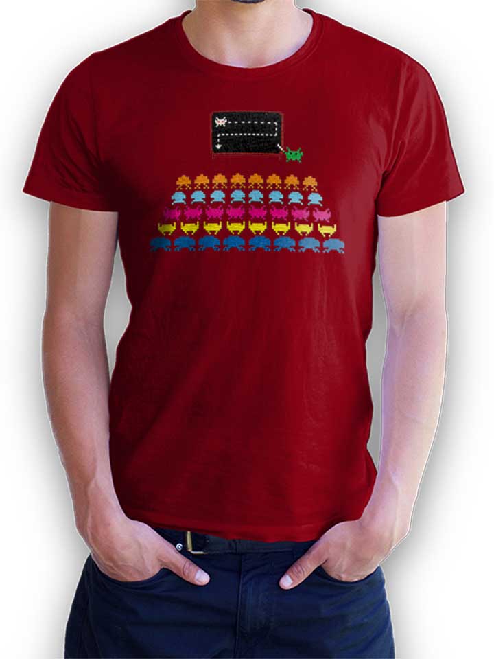 Space Invaders School T-Shirt bordeaux L