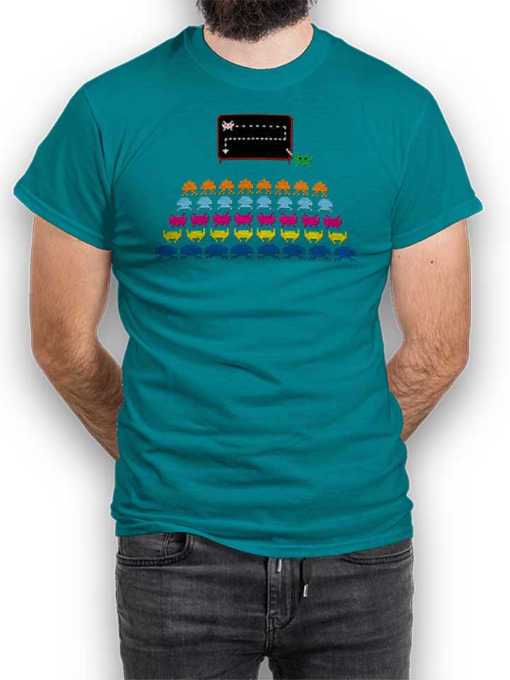 Space Invaders School T-Shirt tuerkis L