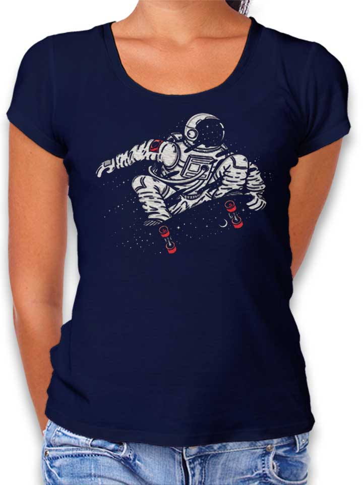 Space Skater Astronaut 02 Damen T-Shirt dunkelblau L