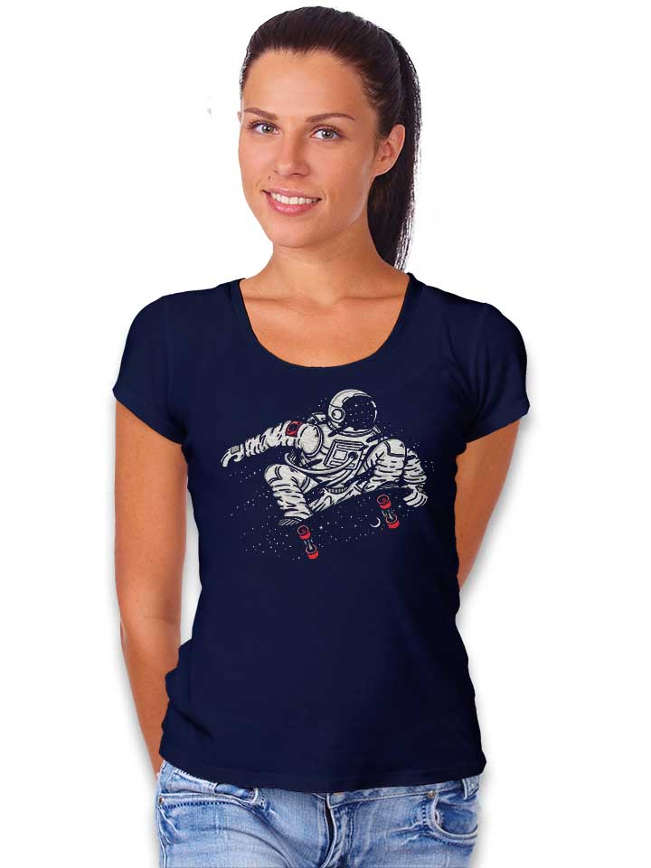 space-skater-astronaut-02-damen-t-shirt dunkelblau 2