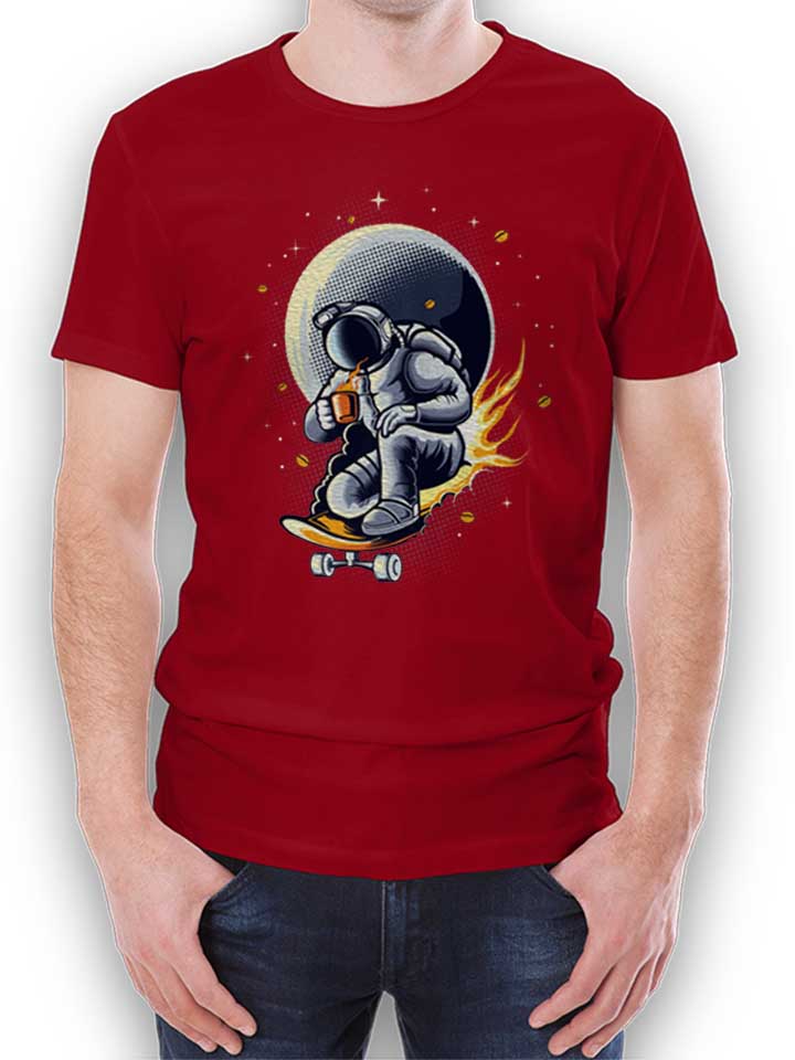 Space Skater Astronaut T-Shirt bordeaux L