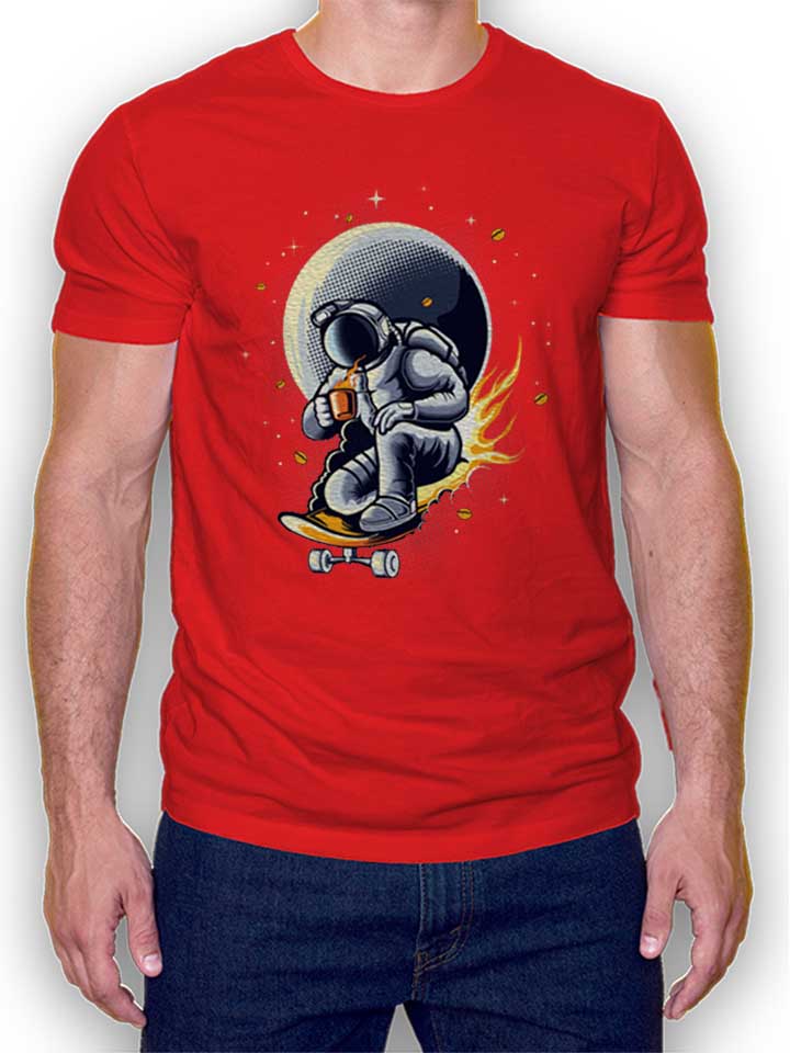 Space Skater Astronaut T-Shirt rosso L