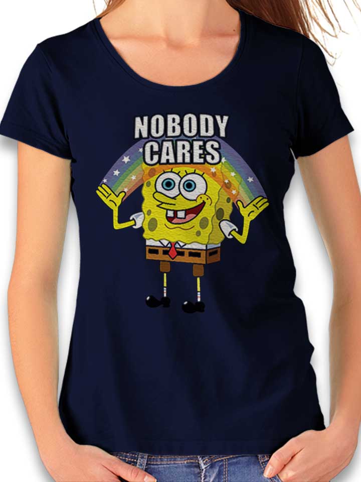 Spongebob Nobody Cares Damen T-Shirt dunkelblau L