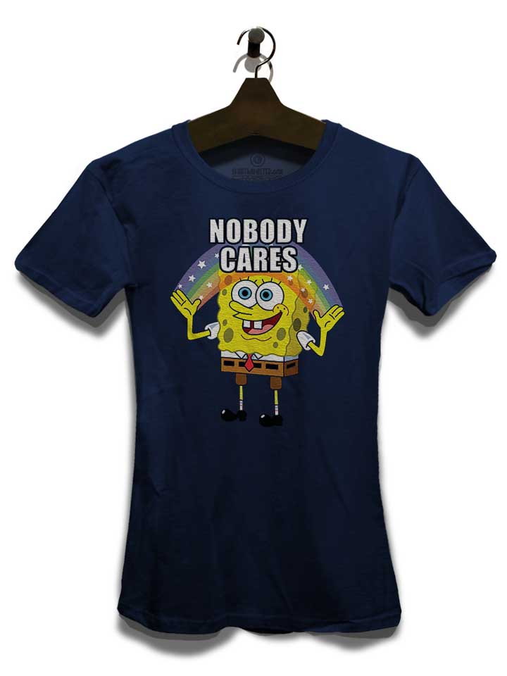 spongebob-nobody-cares-damen-t-shirt dunkelblau 3