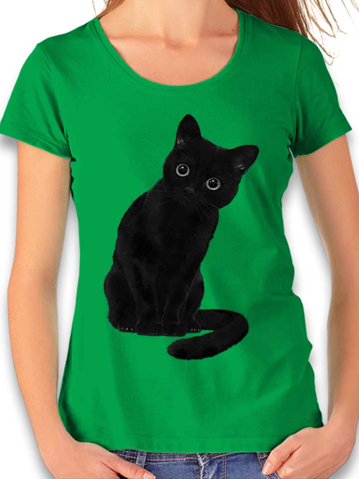 Spooky Cute Cat Womens T-Shirt green L