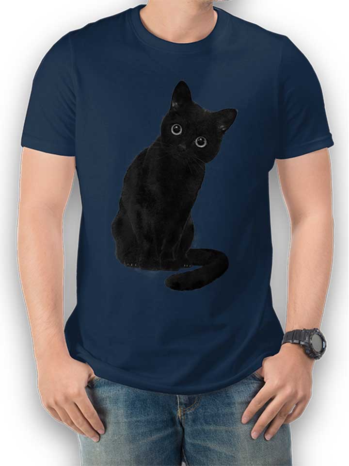 Spooky Cute Cat T-Shirt dunkelblau L