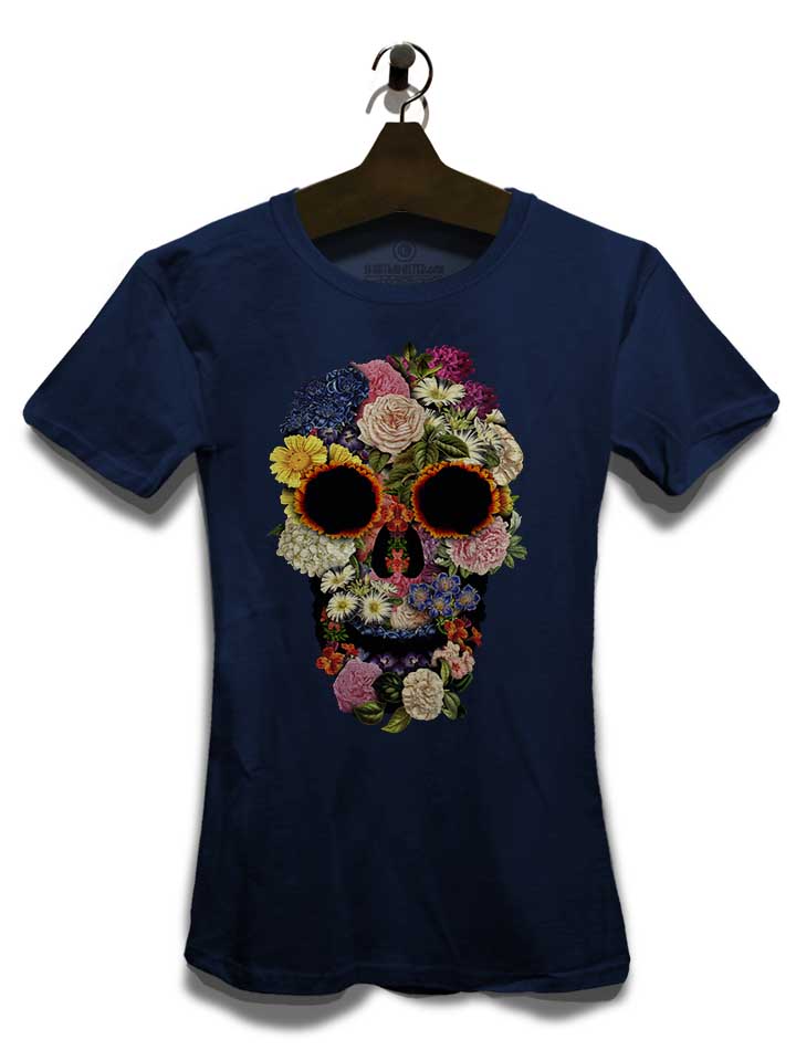 spring-flowers-skull-damen-t-shirt dunkelblau 3