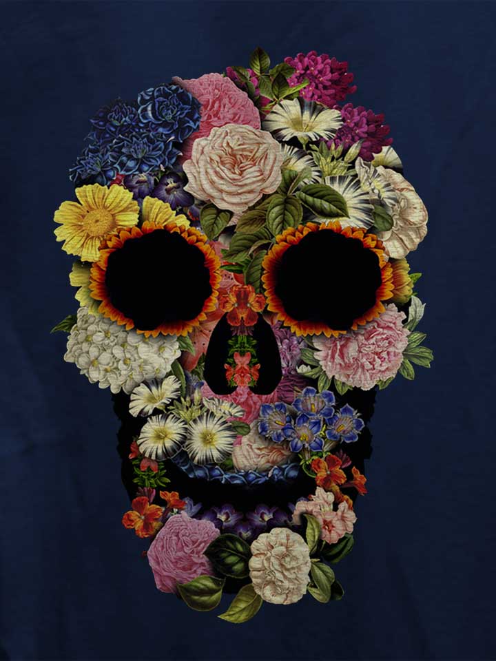 spring-flowers-skull-damen-t-shirt dunkelblau 4