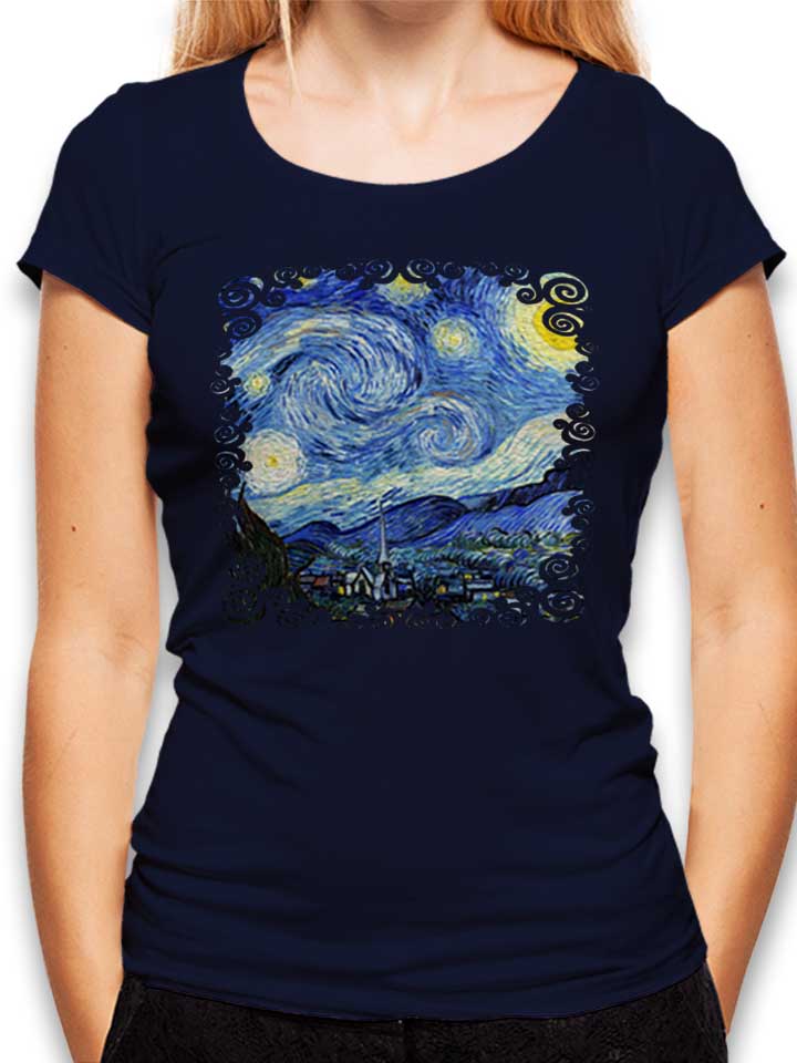 Starry Night Vincent Van Gogh Camiseta Mujer azul-marino L
