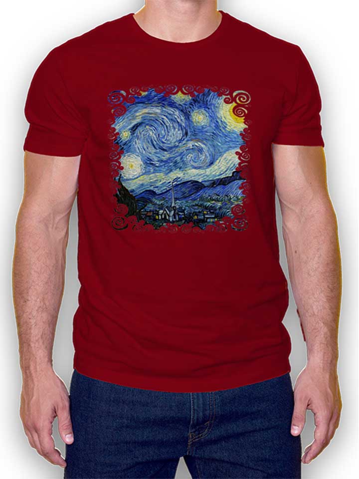 Starry Night Vincent Van Gogh T-Shirt bordeaux L