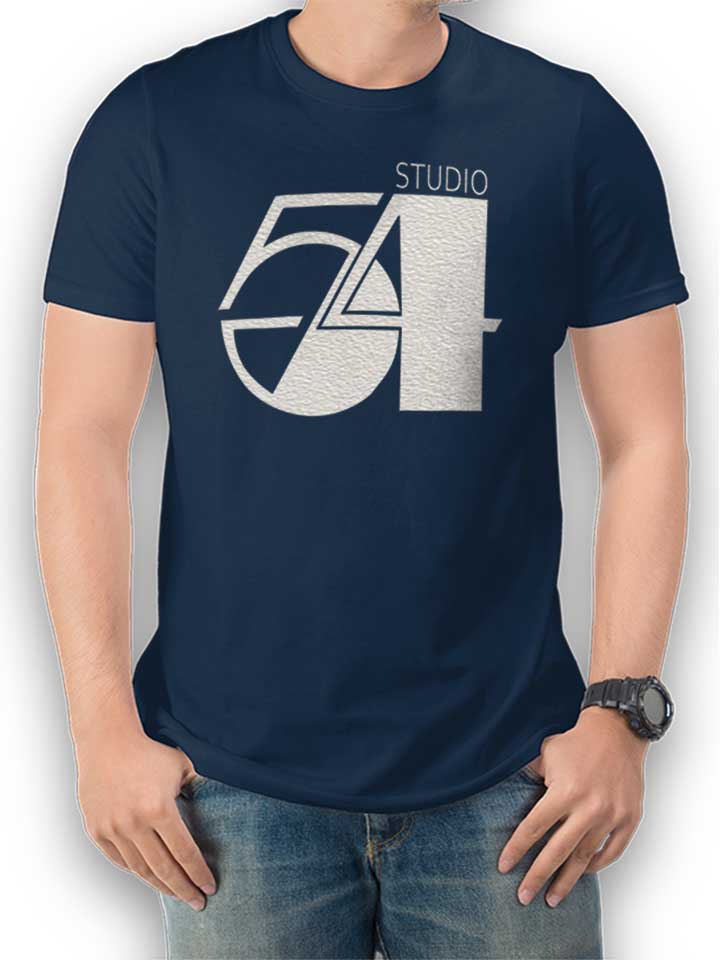 Studio54 Logo Weiss T-Shirt dunkelblau L
