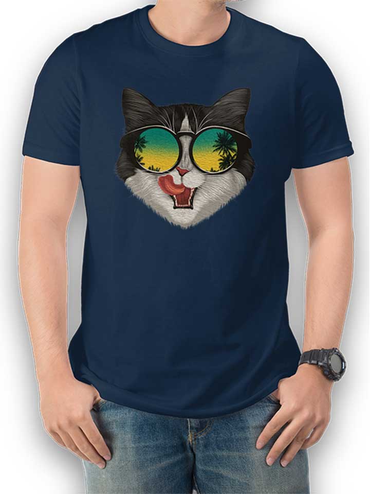 Summer Cat 02 T-Shirt blu-oltemare L