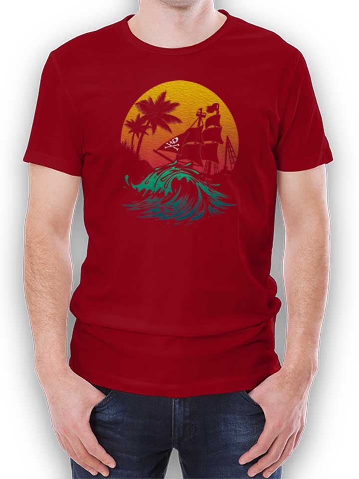Summer Wave Pirates T-Shirt bordeaux L