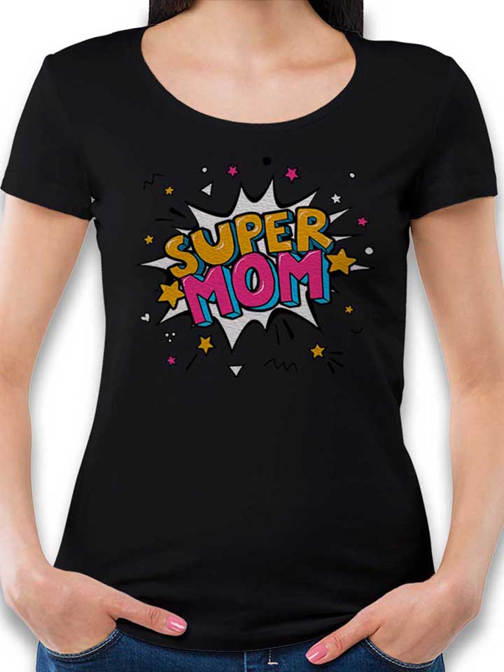 super-mom-pop-art-damen-t-shirt schwarz 1