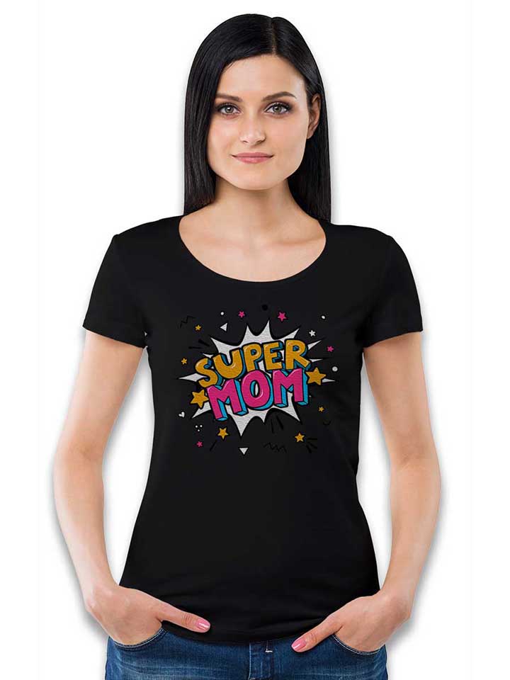 super-mom-pop-art-damen-t-shirt schwarz 2