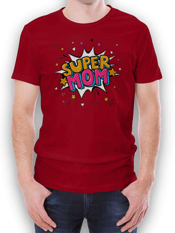 Super Mom Pop Art Camiseta burdeos L