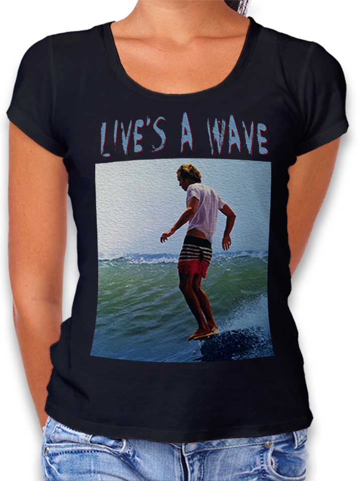 Surfing Lives A Wave Damen T-Shirt schwarz L