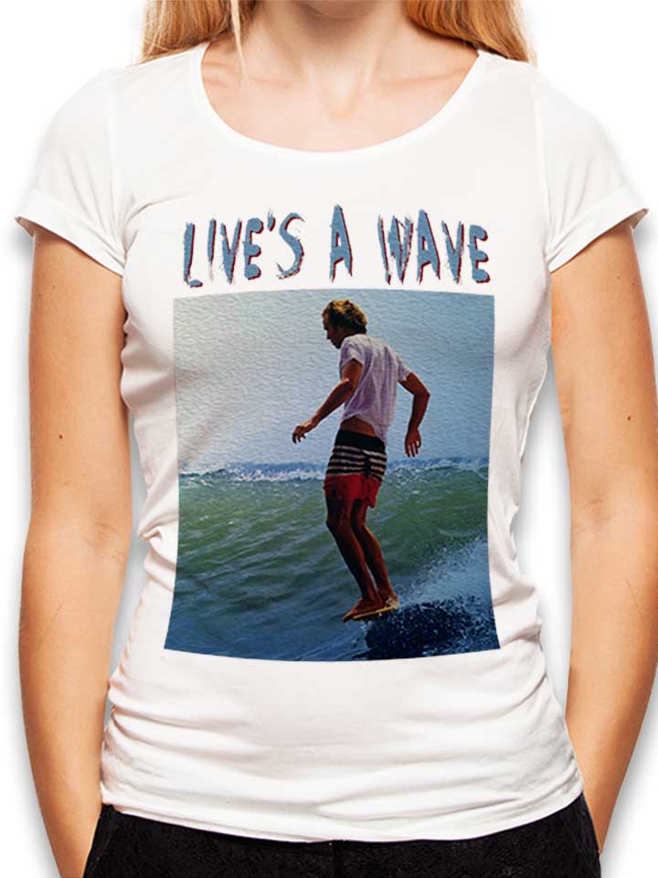 Surfing Lives A Wave Womens T-Shirt white L