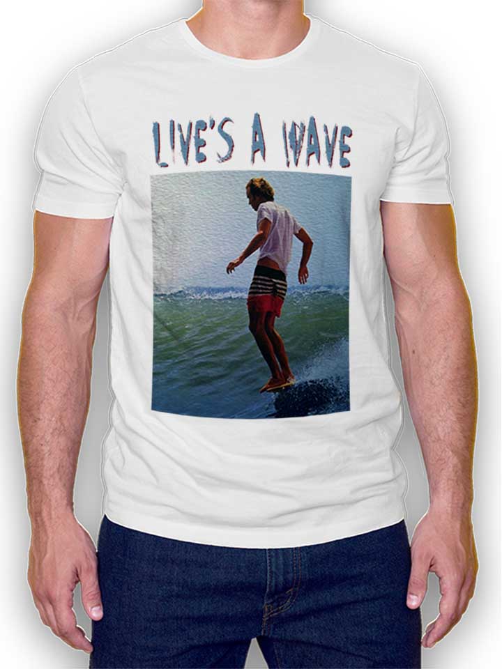 Surfing Lives A Wave Camiseta blanco L