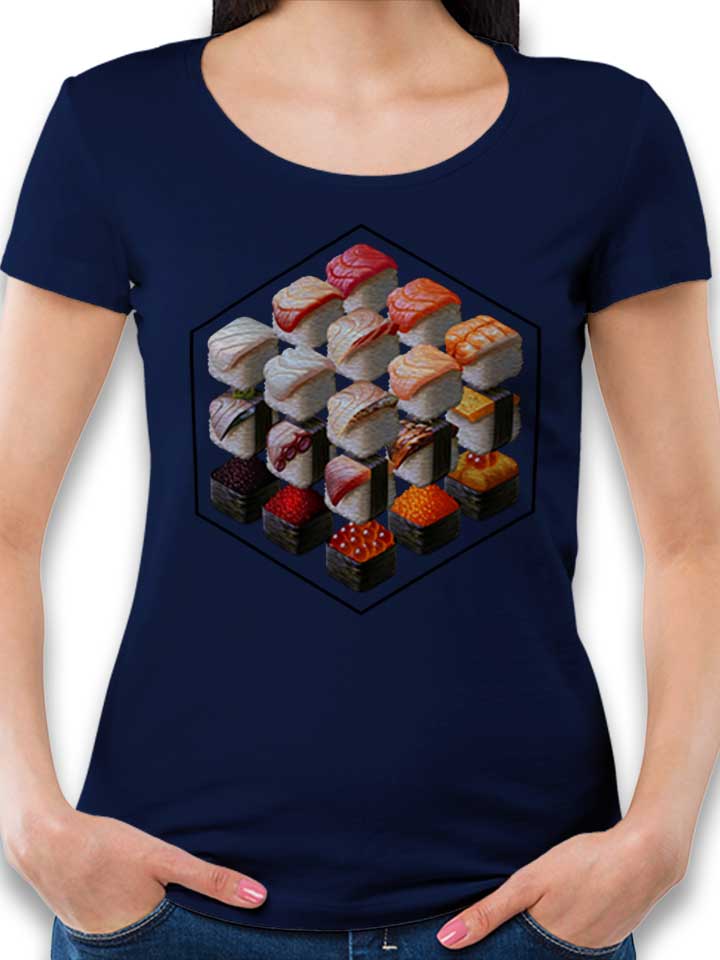 Sushi Cubed Damen T-Shirt dunkelblau L
