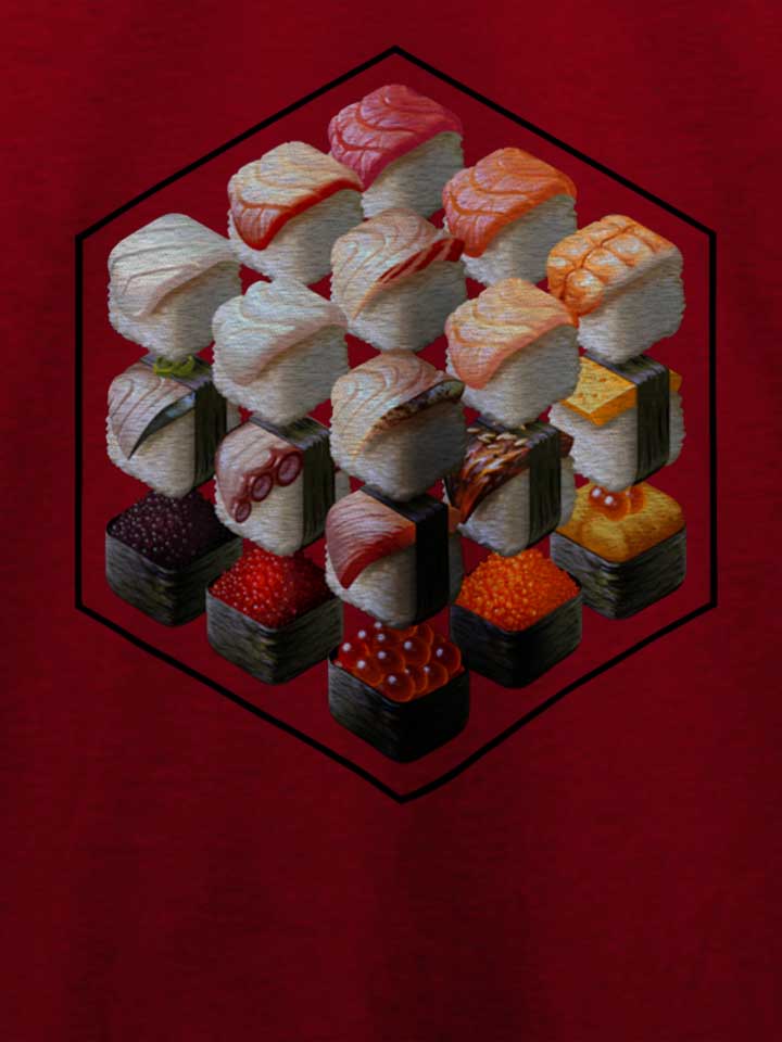 sushi-cubed-t-shirt bordeaux 4