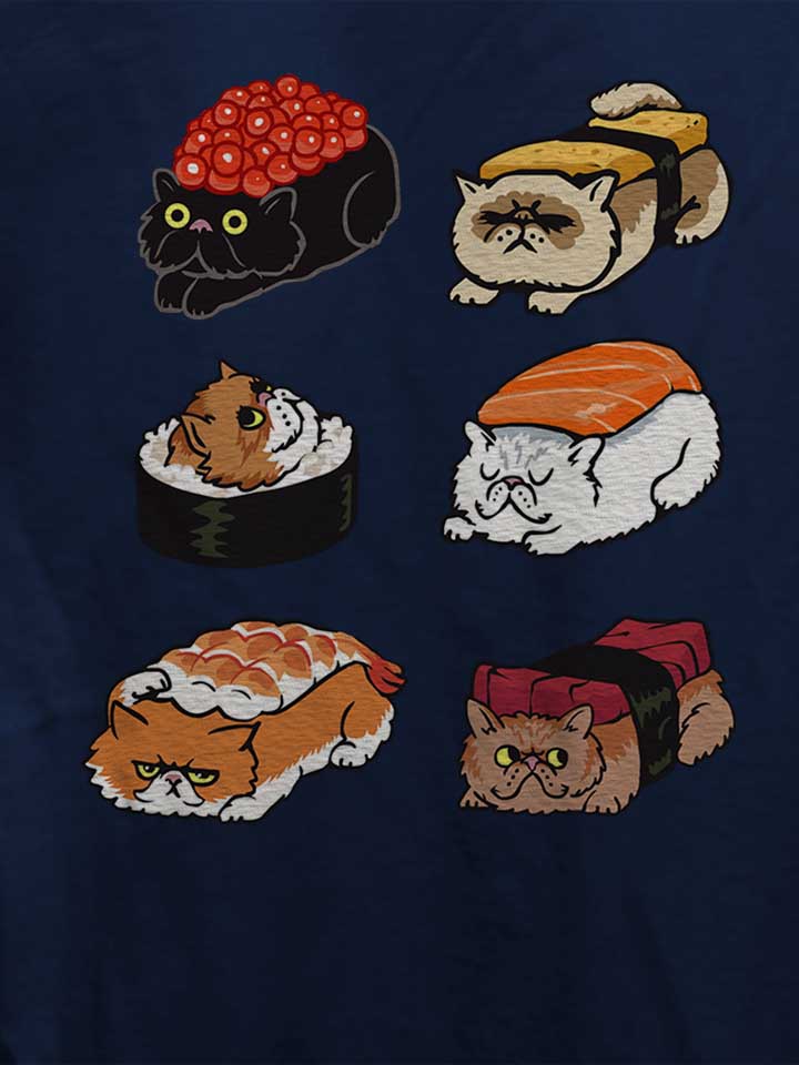 sushi-persian-cat-damen-t-shirt dunkelblau 4