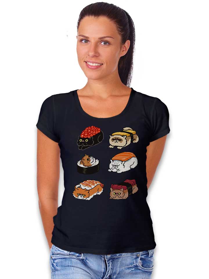sushi-persian-cat-damen-t-shirt schwarz 2