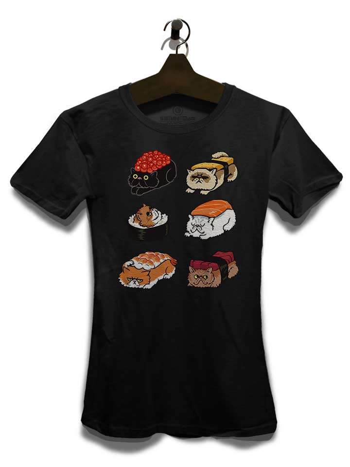 sushi-persian-cat-damen-t-shirt schwarz 3