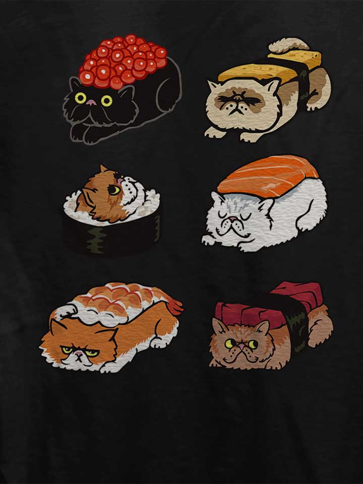 sushi-persian-cat-damen-t-shirt schwarz 4