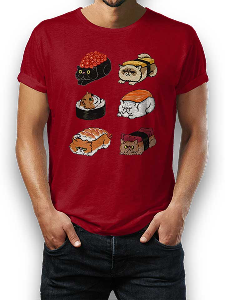 Sushi Persian Cat T-Shirt bordeaux L