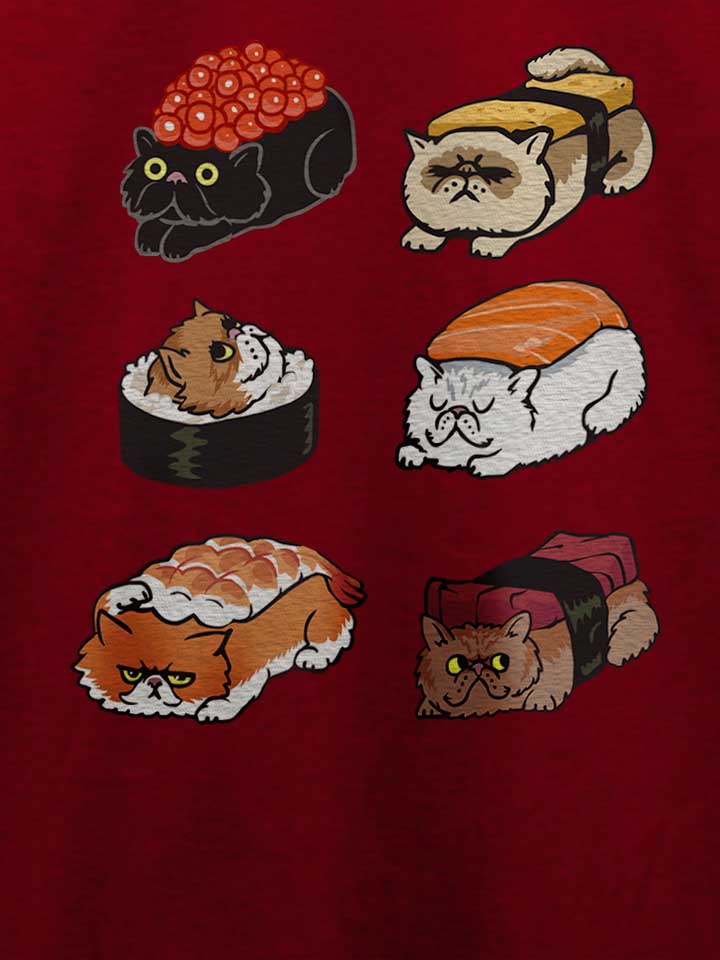 sushi-persian-cat-t-shirt bordeaux 4
