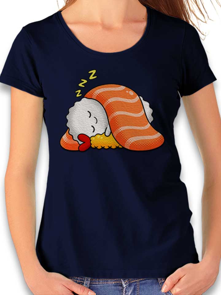 Sushi Snooze Damen T-Shirt dunkelblau L