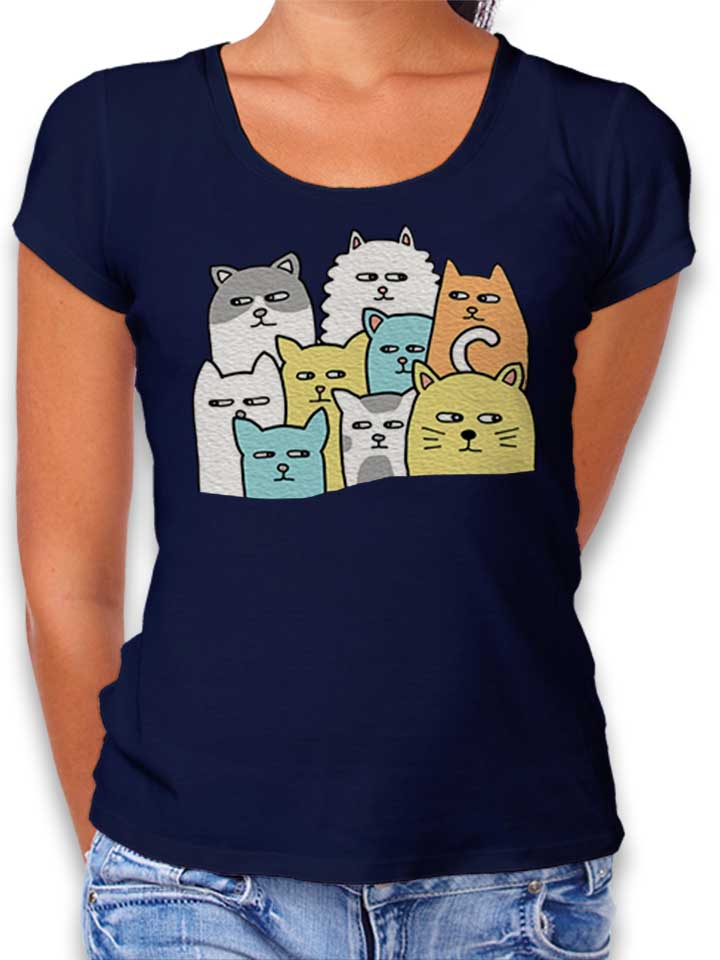 Suspicious Cats Damen T-Shirt dunkelblau L