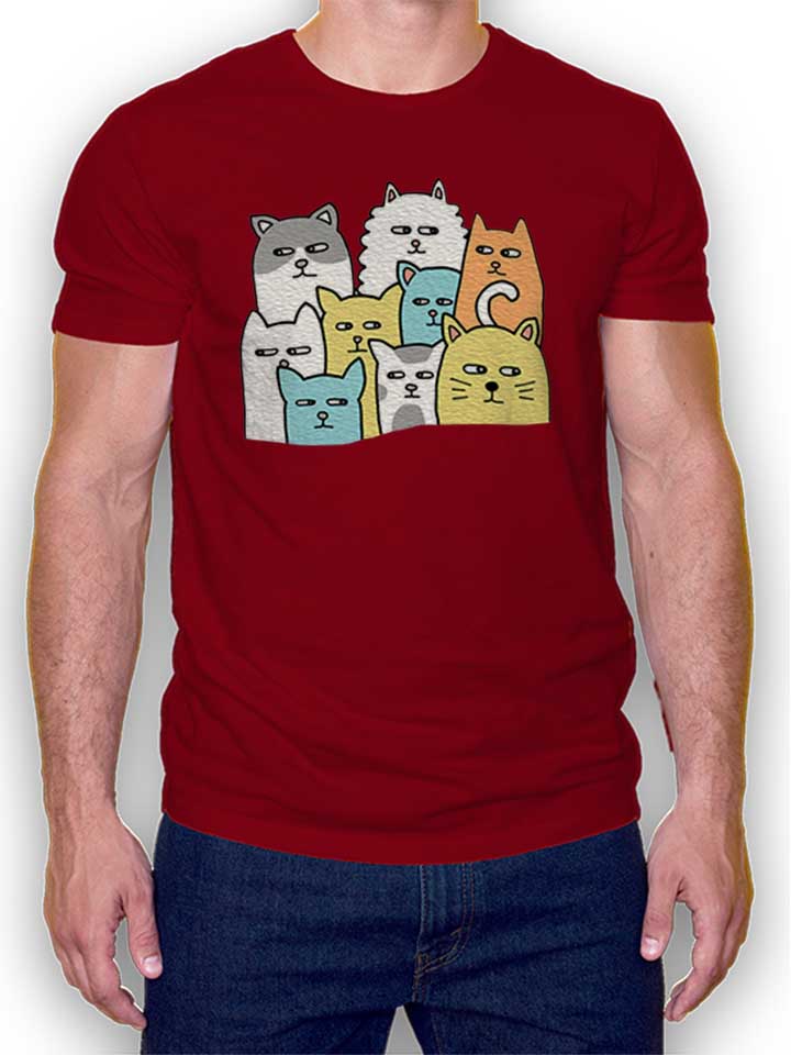 Suspicious Cats T-Shirt maroon L