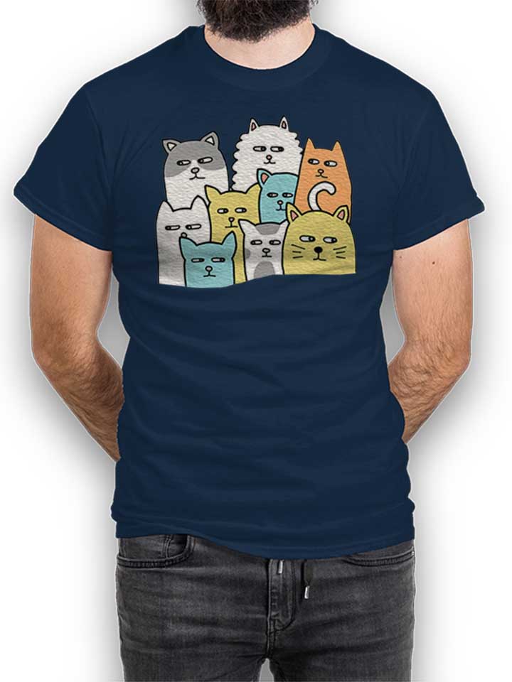 Suspicious Cats T-Shirt dunkelblau L