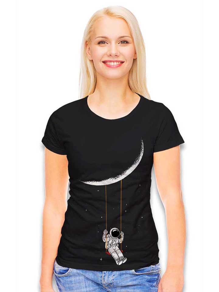 swinging-astronaut-moon-damen-t-shirt schwarz 2