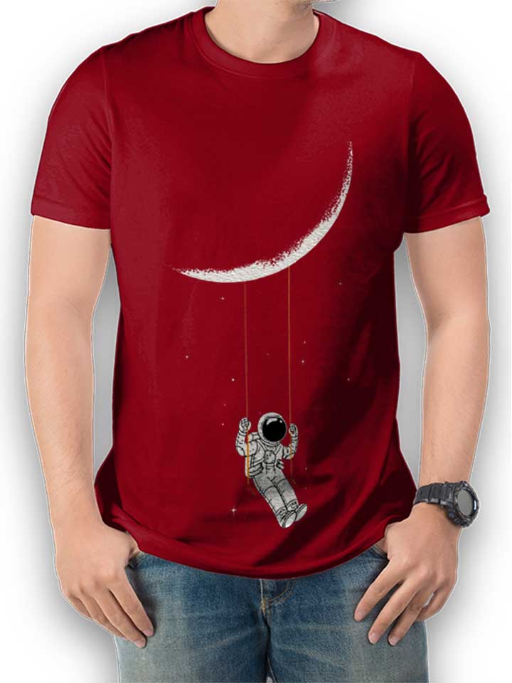 Swinging Astronaut Moon T-Shirt maroon L
