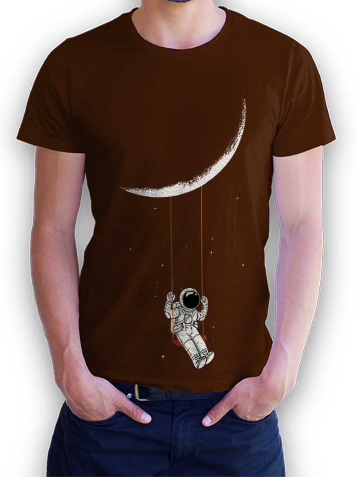 Swinging Astronaut Moon T-Shirt brown L