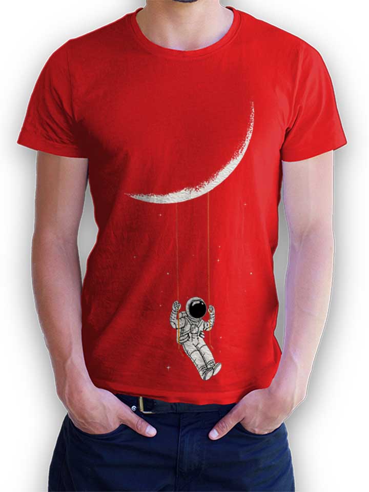 Swinging Astronaut Moon T-Shirt red L